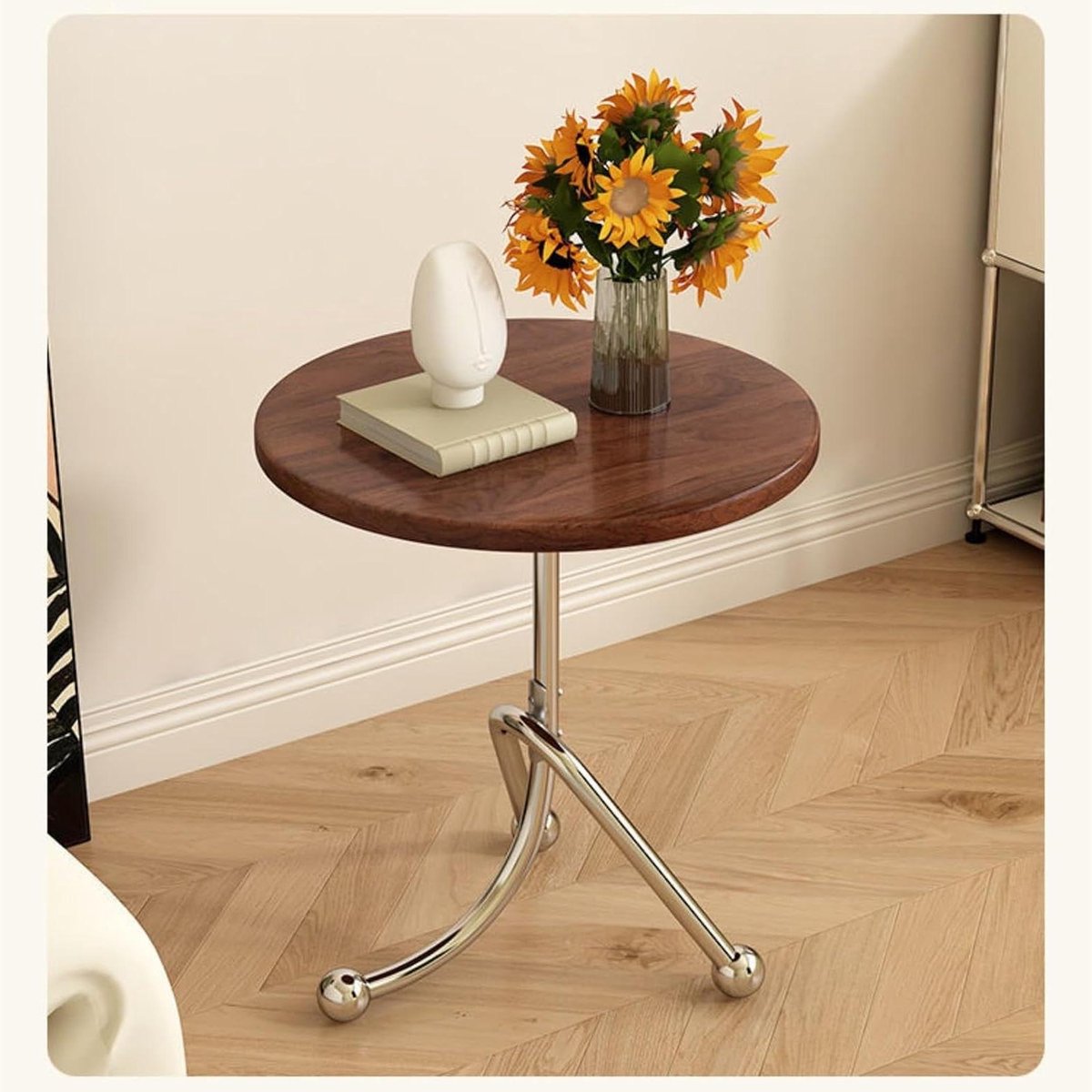 Ronde bijzettafel - Salontafel decoratieve tafel - Woonkamer inrichten - Artistiek roestvrij staal - 45 x 45 x 45 cm