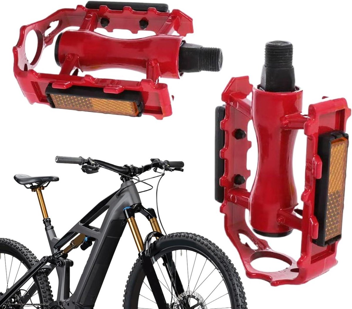 Fietspedalen - 2 stuks - Wielrennen Toerisme - Snelontgrendeling Adapter - Aluminium - Rood