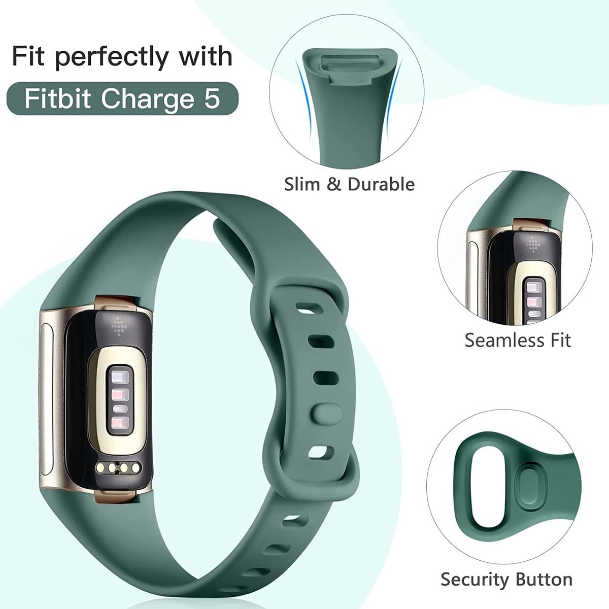 Sportband Fitbit Charge 5 - Vervangende polsband - Fitness Tracker - Zacht siliconen materiaal - Niet gespecificeerd - Niet gespecificeerd thumbnail 3
