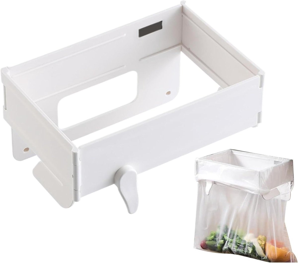 Vuilniszak Houder - Afvalrek Opvouwbaar - Afval Organiseren - Geurdichte Sluiting - 18.5x12.5x5cm - Wit