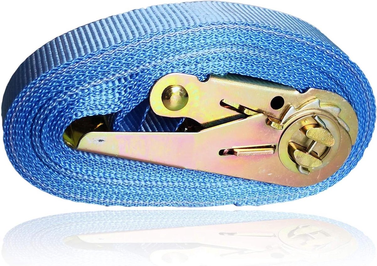 Spanband - Sjorband Transportband - Lasten Zekeren - Robuuste Metalen Gesp - 6m x 25mm - Blauw
