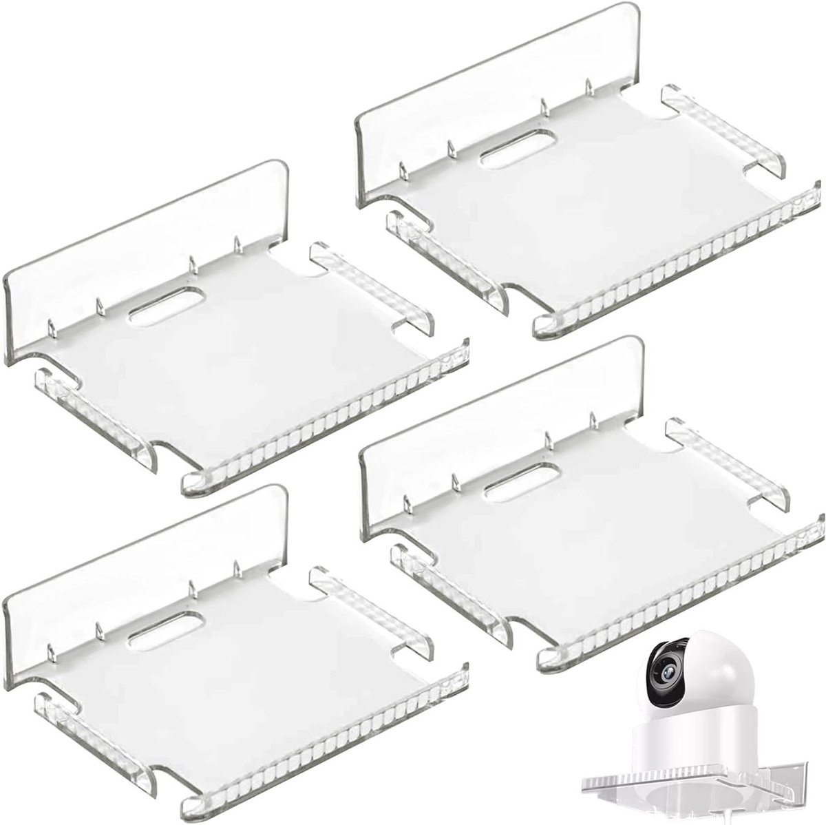 Camera Wandhouder - Universele Houder - Beveiliging Thuis - Zelfklevende Installatie - 4 Stuks - Transparant