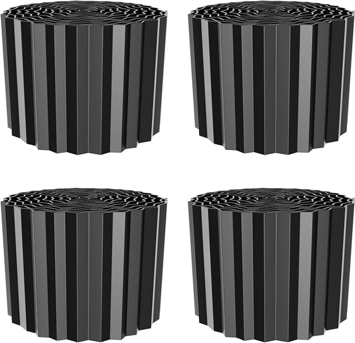 Danky zwarte gegolfde verzinkt stalen tuinrand set van 4 rollen 8" × 20 ft, flexibele landschapsrand