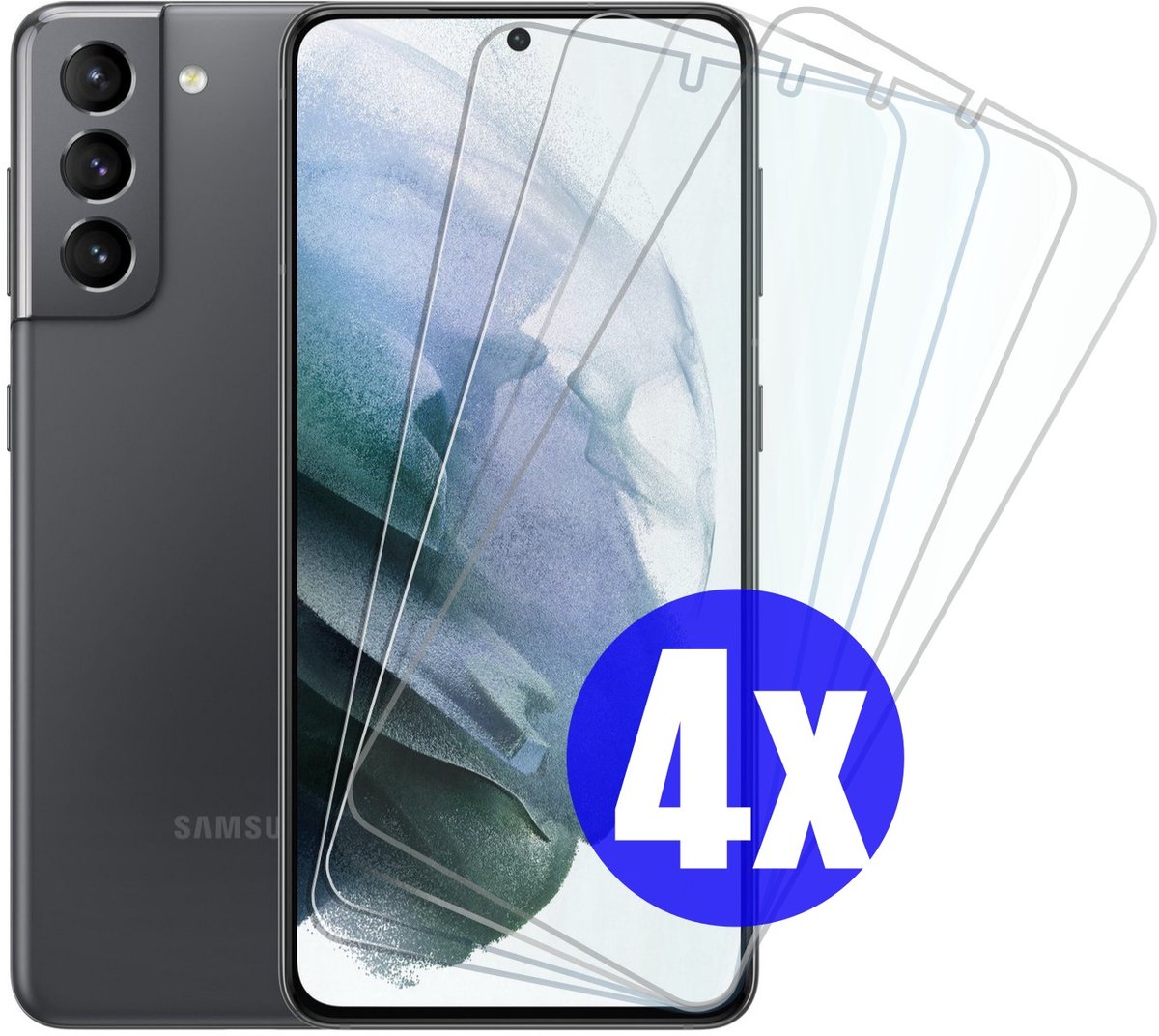 Screenprotector geschikt voor Samsung S21 PLUS (S21+) - Gehard Glas - Tempered Glass Armor Screen Cover - 4 Stuks