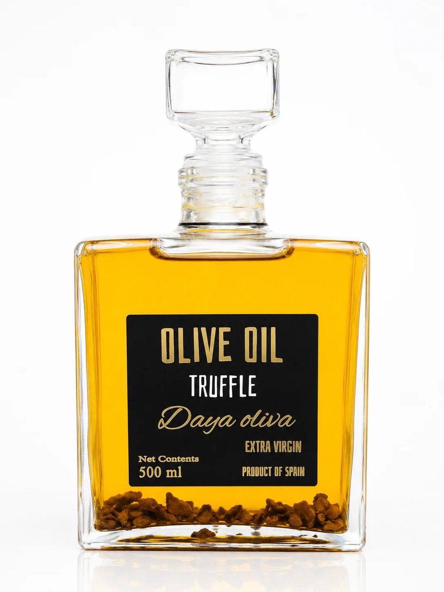 Daya Oliva Extra Virgin Olijfolie Truffel 500 ml – Spaanse Olijfolie met Truffel – Luxe Truffelolie