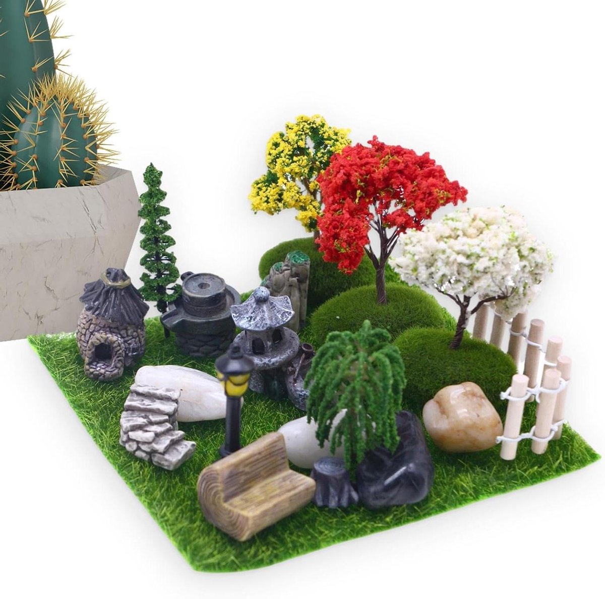 Nep Gras Decoratie - Miniatuur Figuras - Miniatuur Tuin - Realistische Vormen - 19.8 x 13.5 x 4 cm - Groen