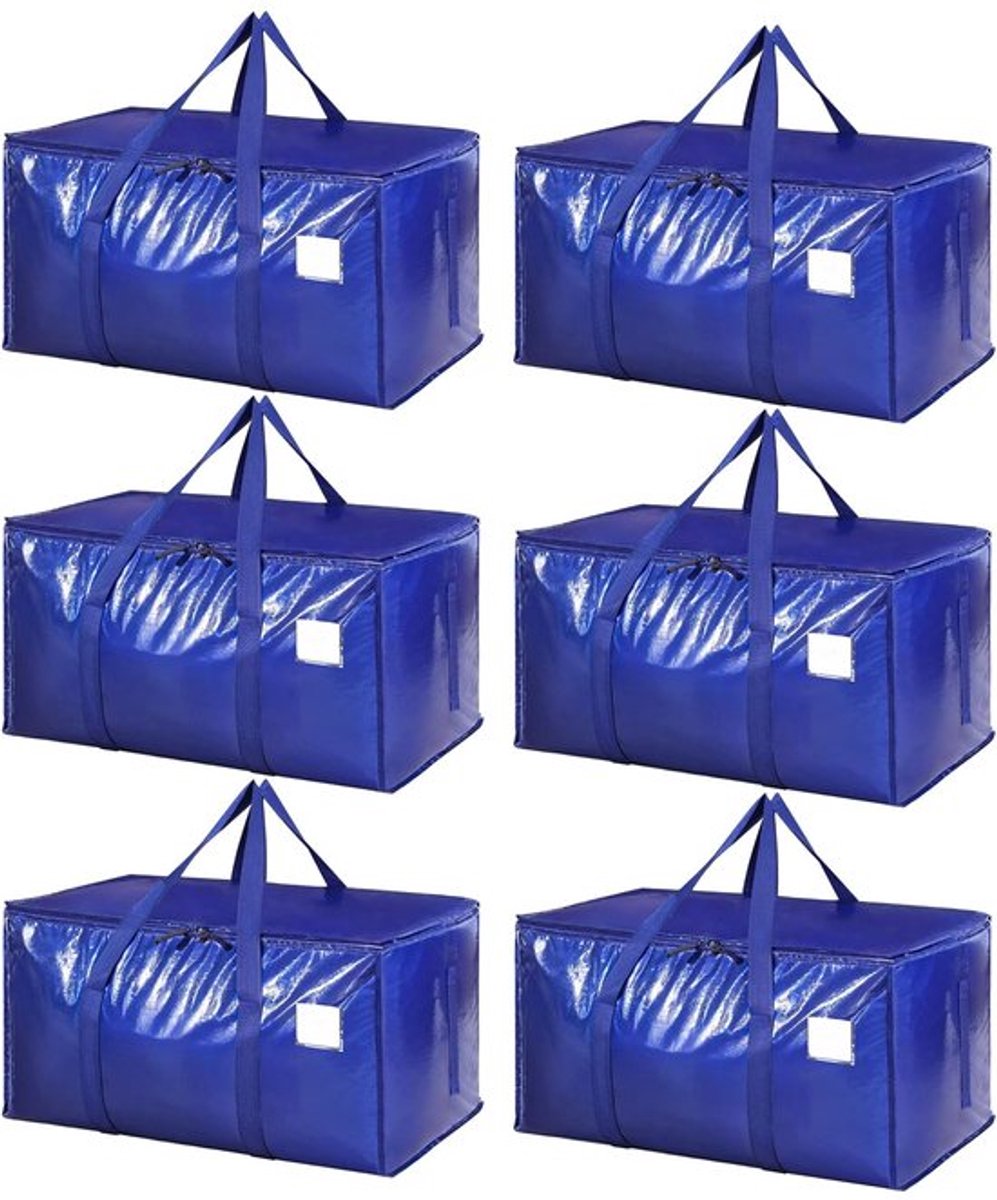 Opbergdozen met Deksel - Opvouwbare Verhuisdozen - Kledingopslag - 6 Stuks - 90 Liter - Duurzaam PP-Weefsel - Opbergtassen