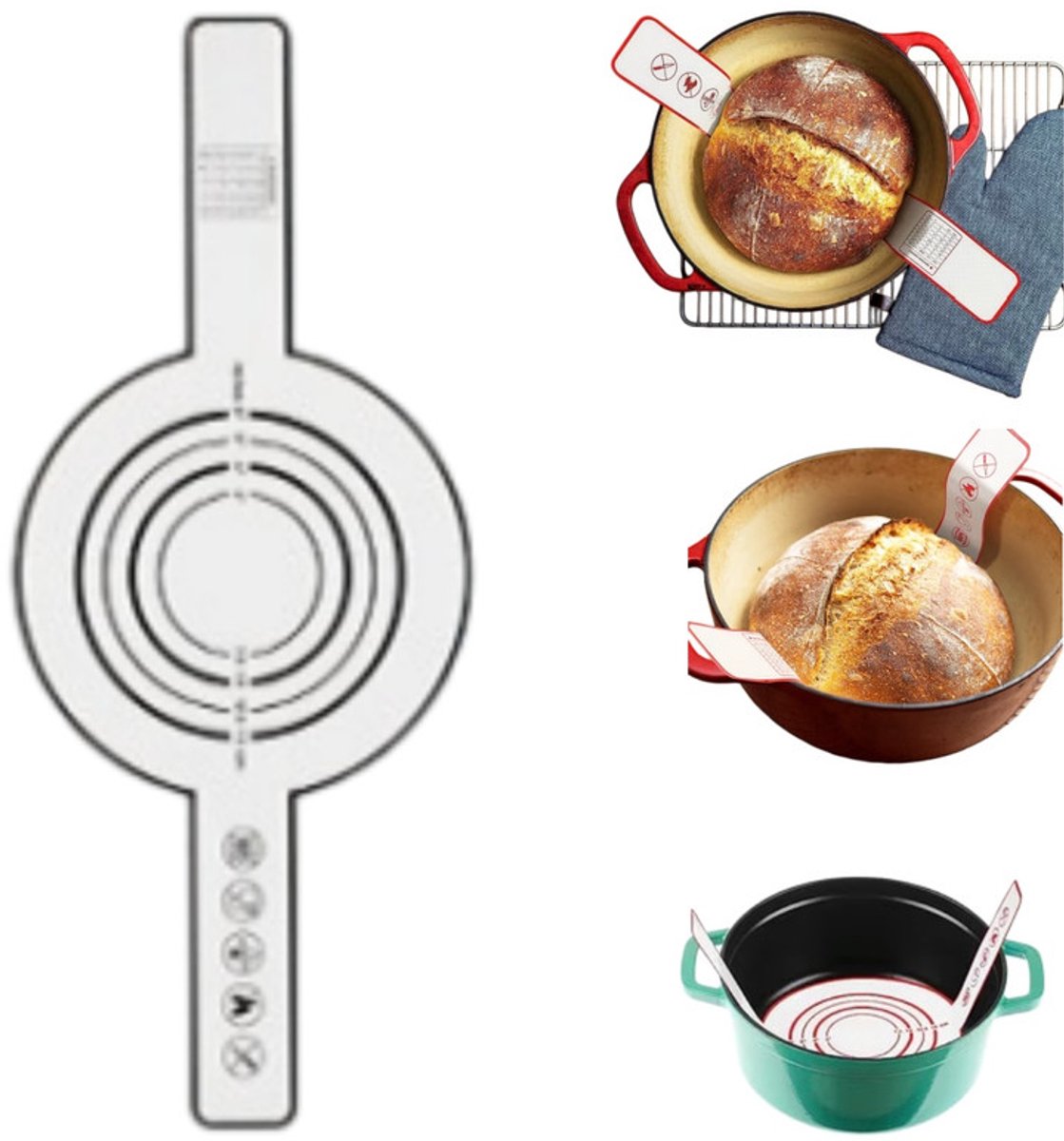 Siliconen bakmatten- Herbruikbare Deegmat - Lange Handvatten - Sling Bakmat – Siliconen bakmat met lange handgrepen – Herbruikbare bakmat voor brood – Geschikt voor zuurdesem, deeg en pizza ( rond 52.5 x 21.5 cm)