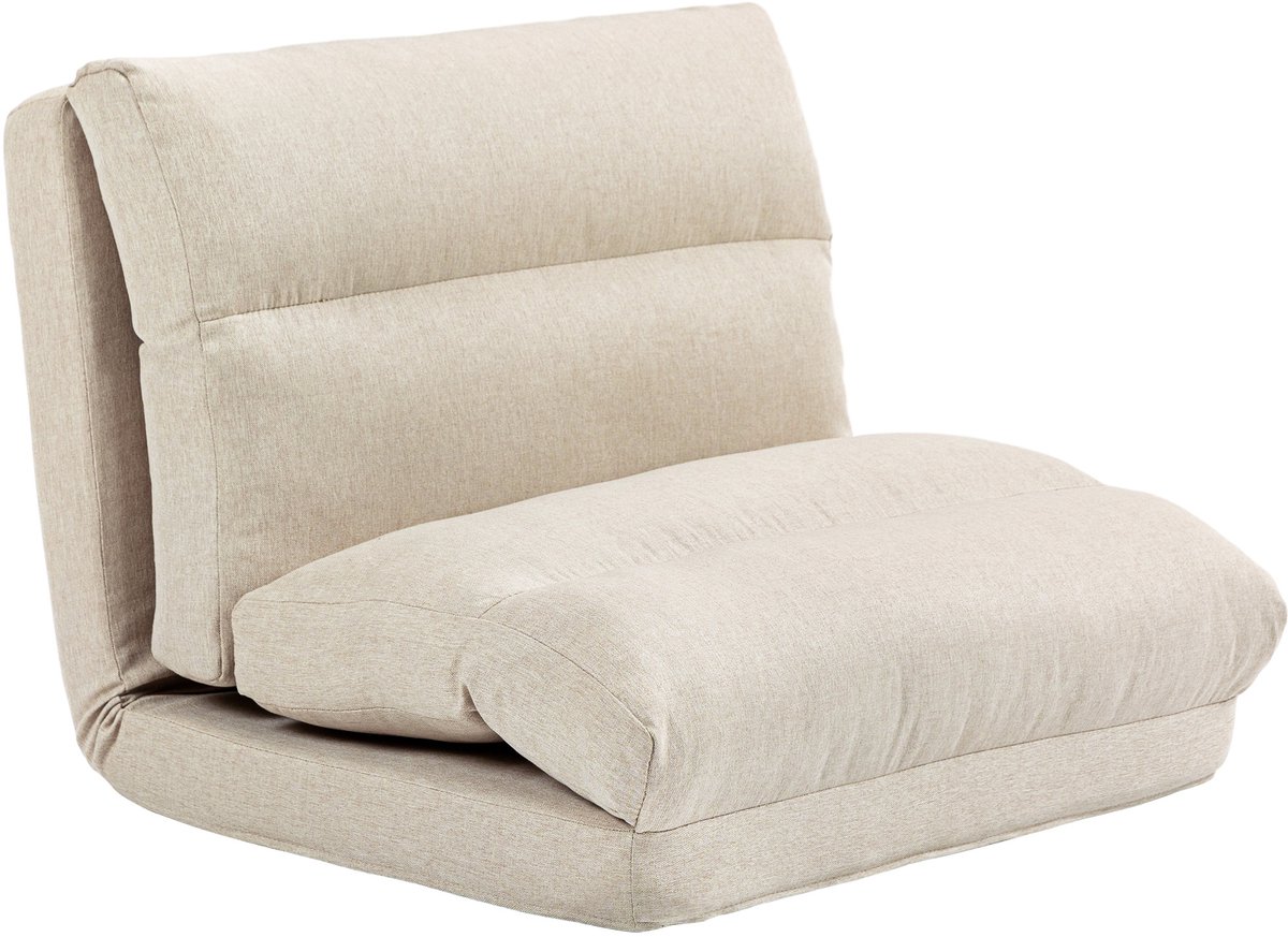 Zitzak met slaapfunctie - verstelbare rugleuning - opvouwbaar - tot 120 kg - 70 x 72 x 56 cm - beige