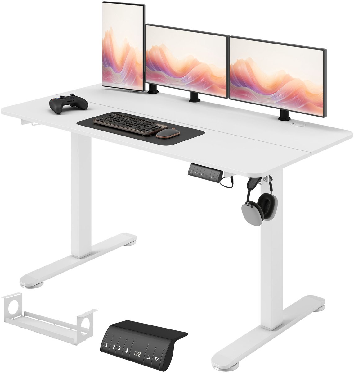 Staand bureau - in hoogte verstelbaar computerbureau - 140 cm x 70 cm x 116 cm - wit