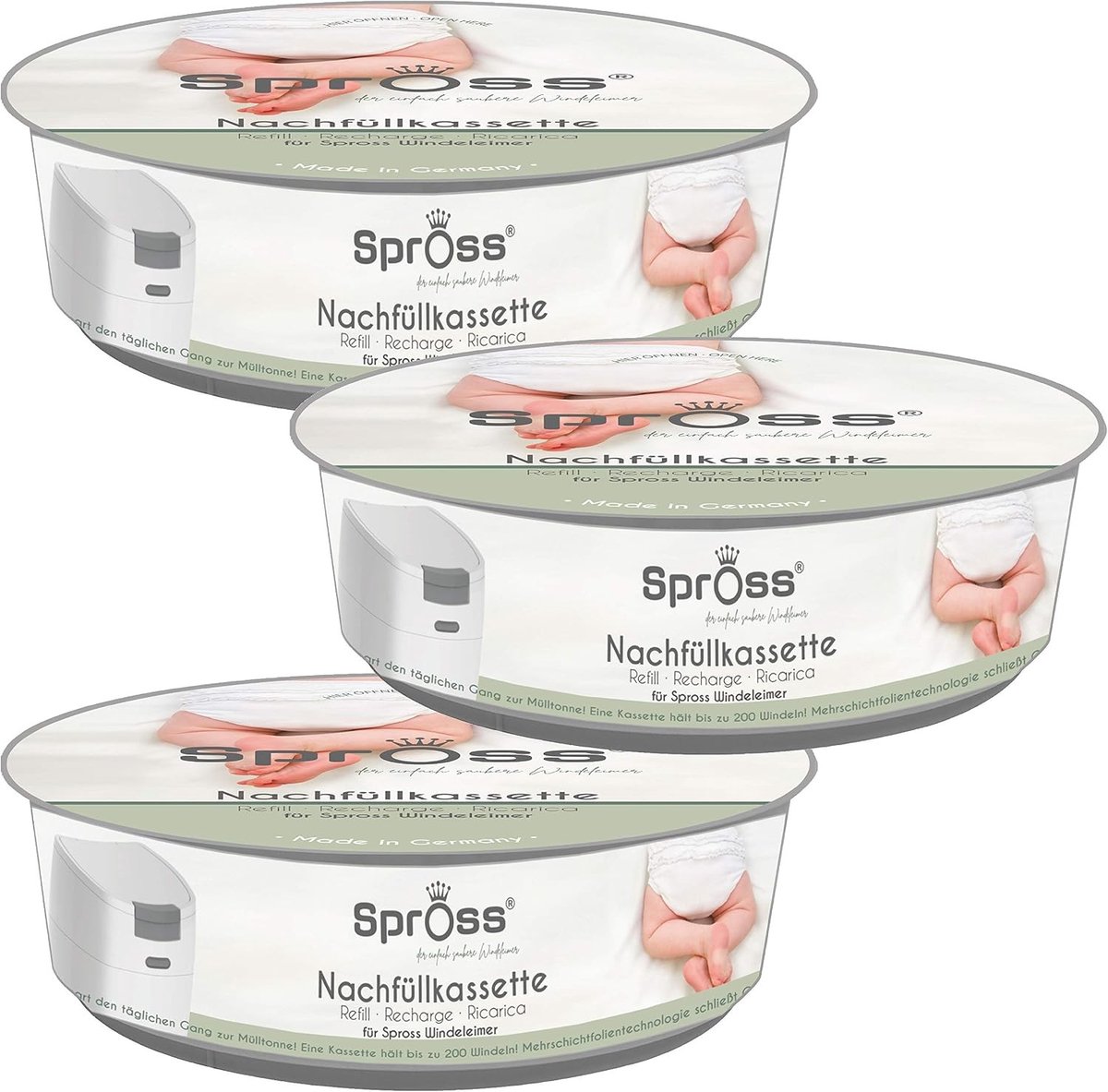 Luieremmer - Navulcassettes - 3-pack - Geurwerende Folie - Voor Hygiënische Luierverwijdering