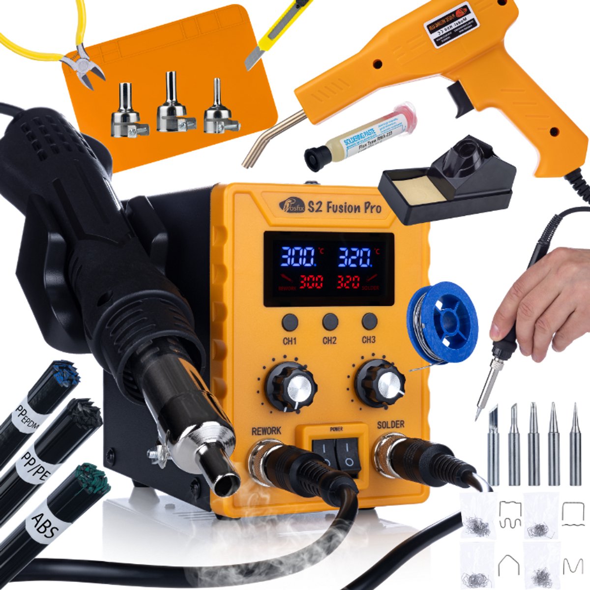 Rosfix S2 Fusion Pro Set Soldeerstation 2-in-1 - Hot Air 700W, Totaal 760W