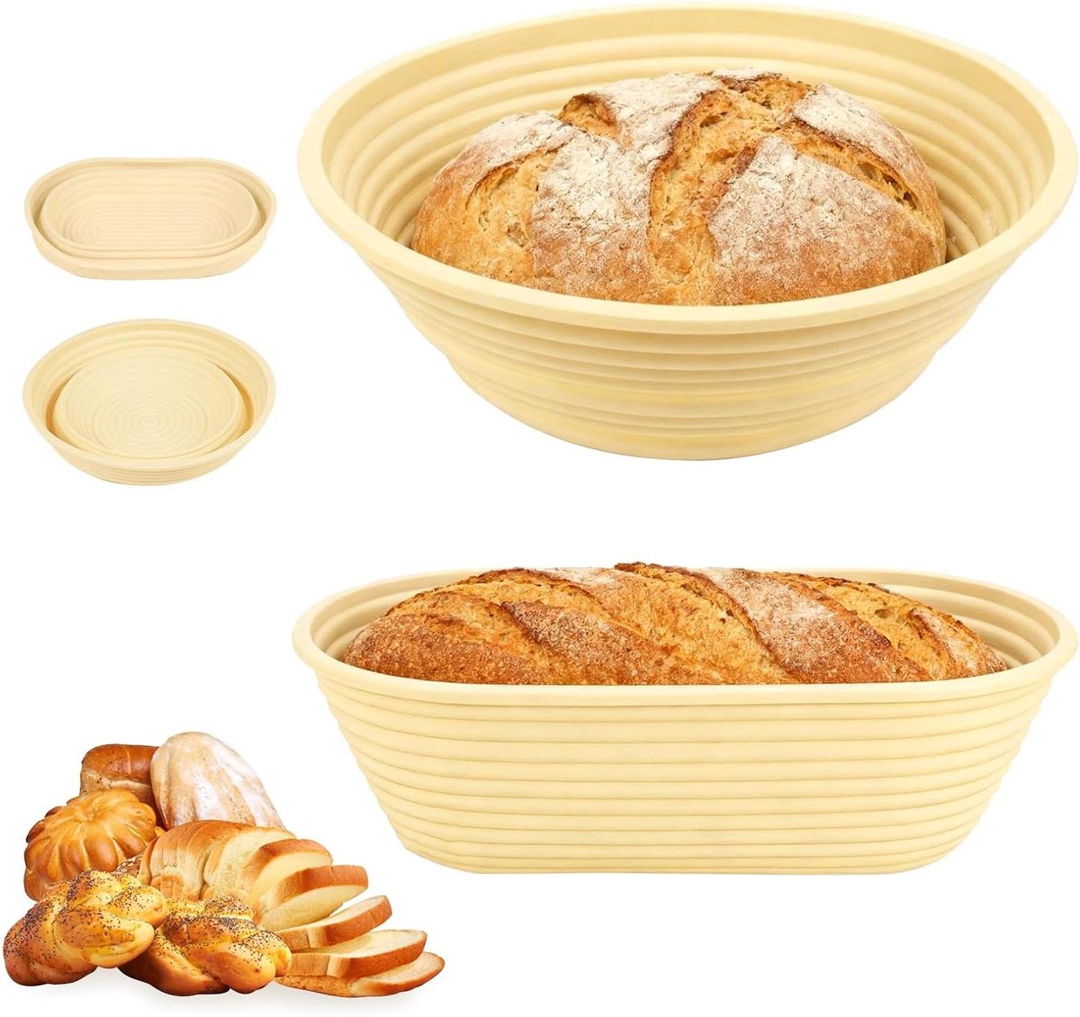 Brood Fermentatiemandje Rijsmand Set Brood Bakken Inklapbaar Ontwerp 245 cm Geel