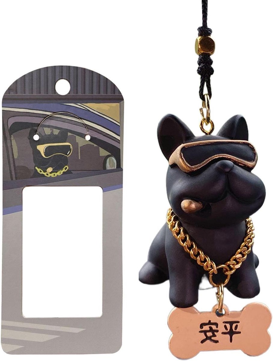 Auto Hond Ornament - Huisdier Hanger - Auto Interieur - Milieuvriendelijk Hars - 7 x 4 cm - Zwart