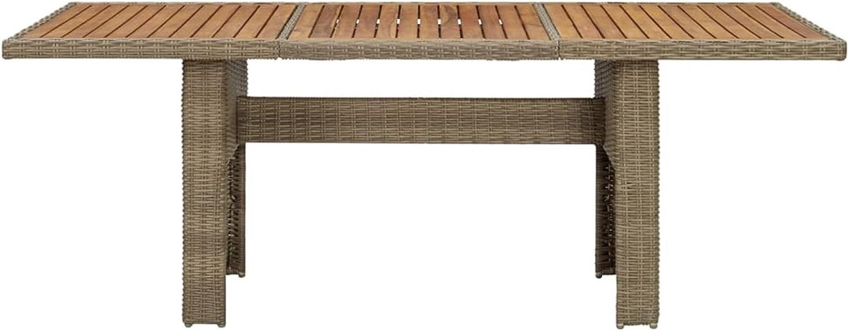 Tuintafel - Terrastafel Balkontafel - Buiten Eten - Weerbestendig Polyrotan - 200 x 100 x 74 cm - Bruin