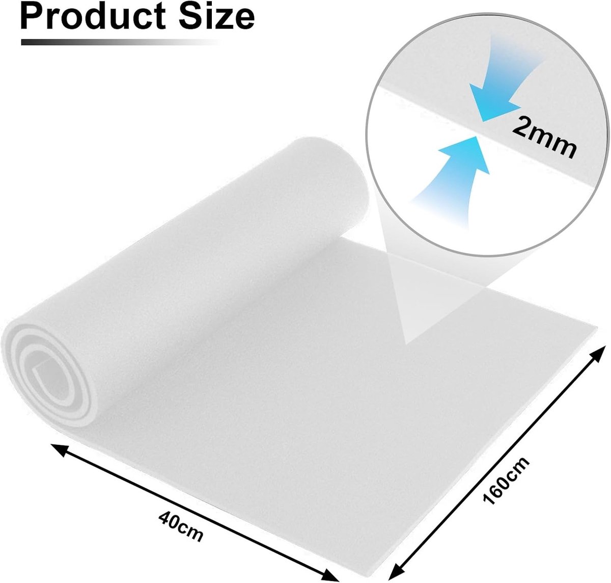 EVA Foam Platen Wit 400mm x 2mm x 1.6m voor Cosplay, Kostuums en DIY Projecten - Lichtgewicht en Duurzaam Schuim
