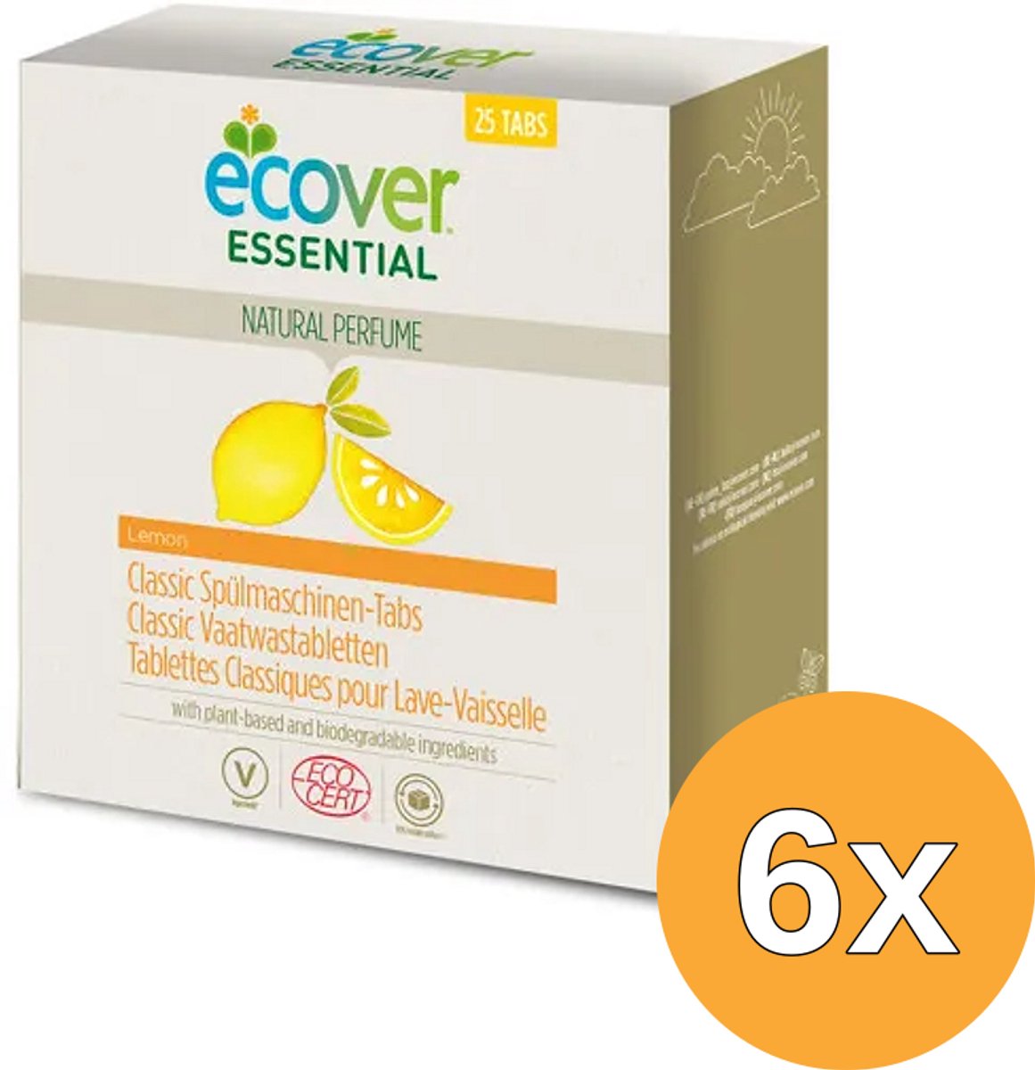 6x Ecover Essential Vaatwastabletten (25 stuks)