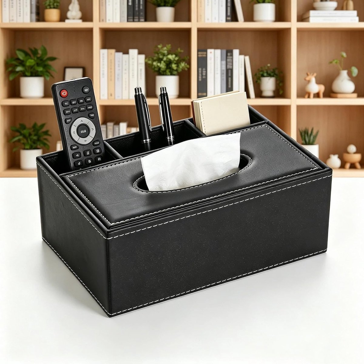 Elegante rechthoekige zakdoekjeshouder voor op bureau, badkamer en auto - Tissuedoos voor cosmetische doekjes en tissues, 24x17x10 cm