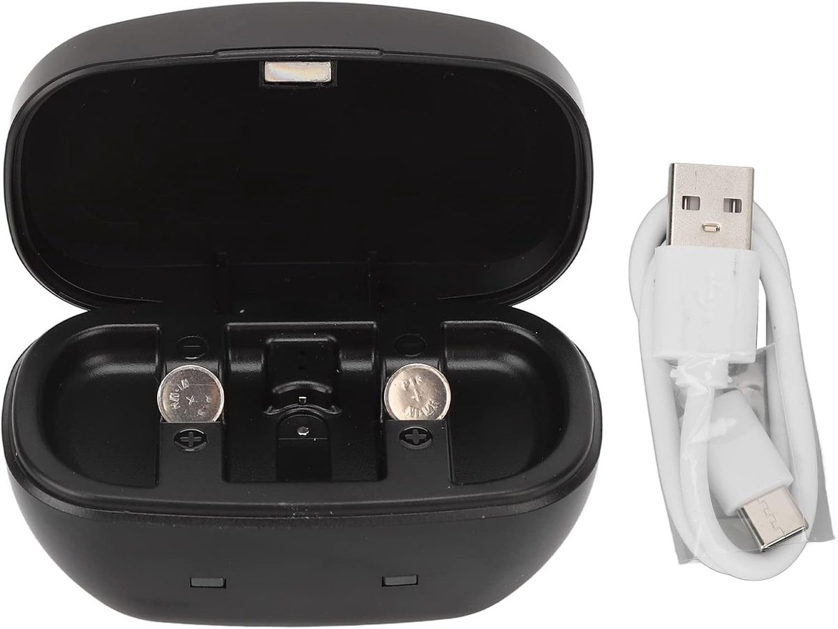 Oplaadstation voor gehoorapparaatbatterijen, draagbare en herlaadbare batterijset met lange levensduur en USB-kabel voor optimaal gebruiksgemak