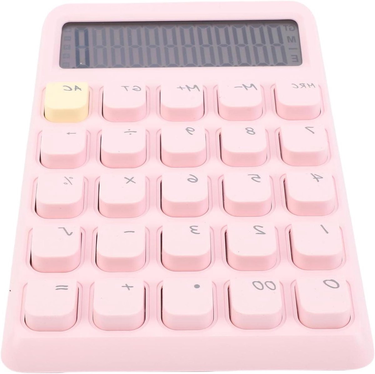 Zonnecalculator 12 Cijfers - Desktop rekenmachine - Kantoor studie - Groot helder display - Compact formaat - Roze