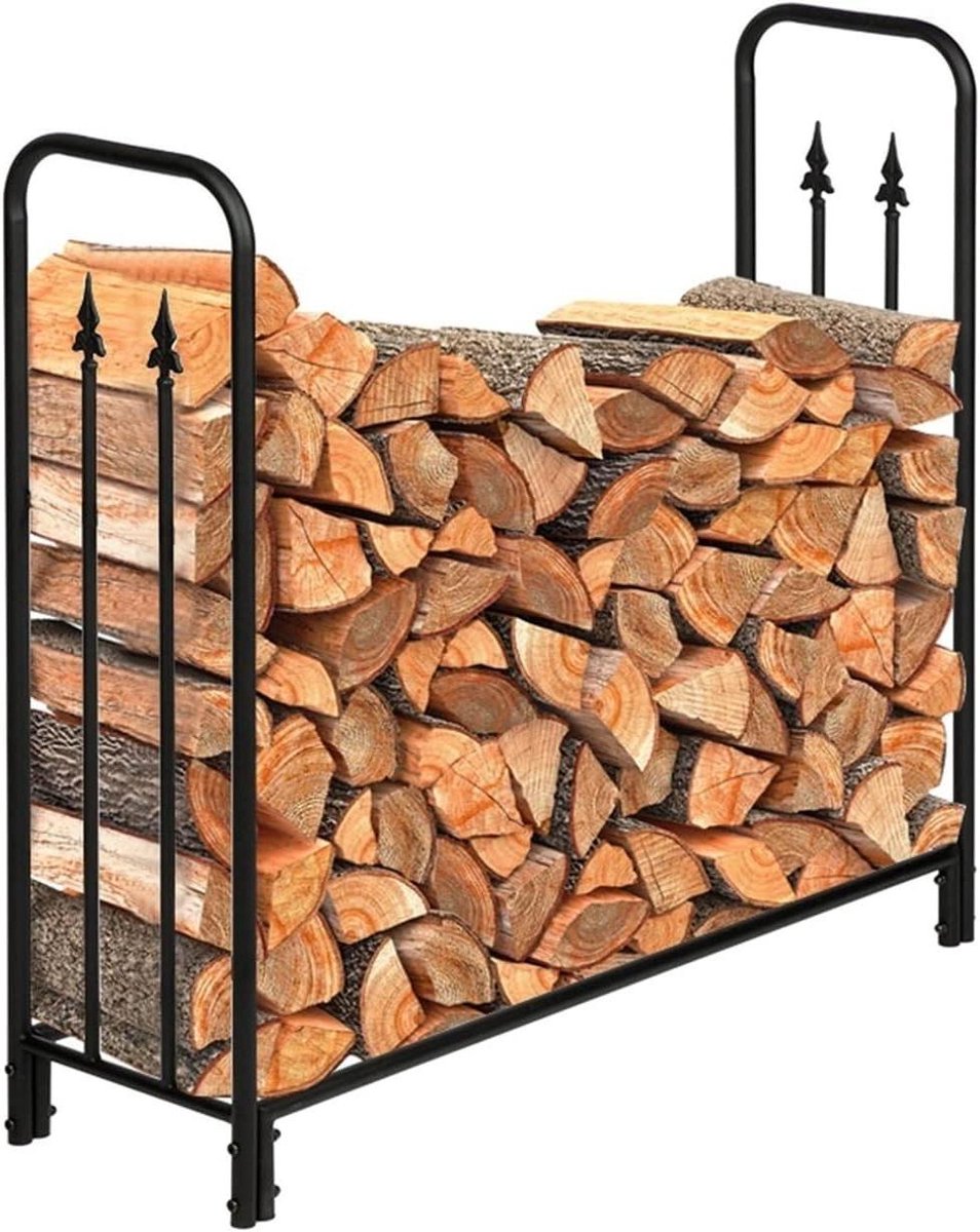 Houtopslag Rek - Open Haard - Haardhout Opslag - Weerbestendig Frame - 12.6x45.7x44.1 Inch - Zwart