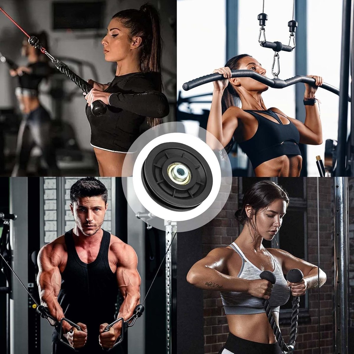 6 Stuks 90mm Gym Touwroller met Universele Lager voor Thuis Fitness, Pulley Wielen voor Effectieve Training en Versterking van Spieren