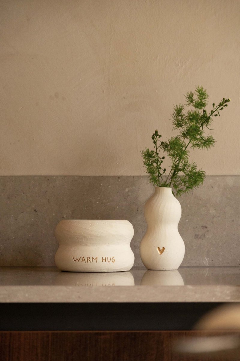 Zusss Small Vase Ceramic Heart Keramiek White / Gold