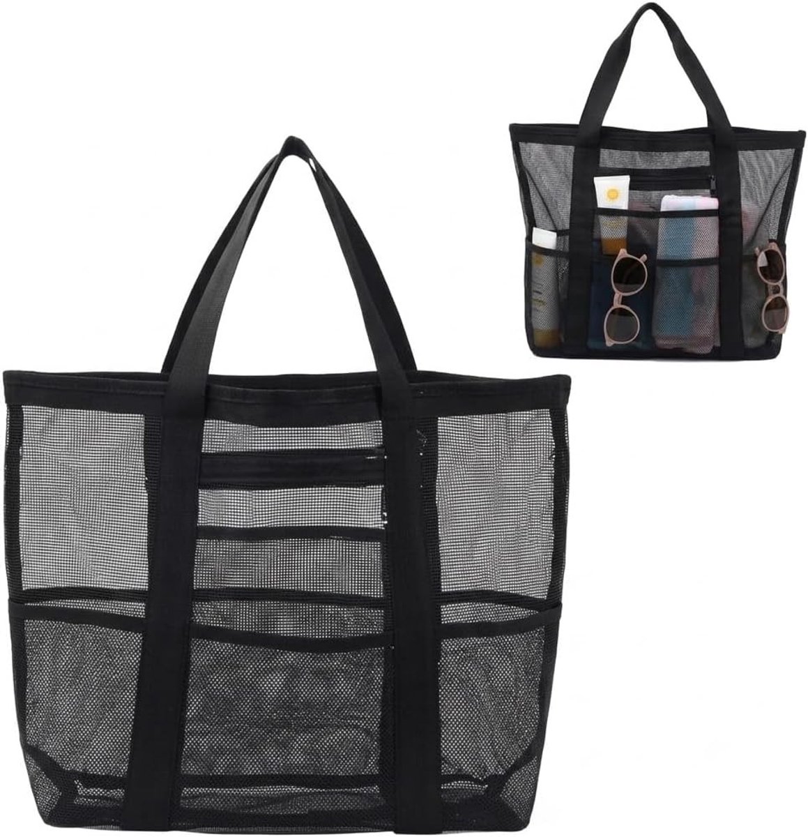 Vouwbare Mesh Strandtas voor Winkelen, Gym, en Opslag | Ideaal voor Reizen, Zwemmen en Outdoor Activiteiten