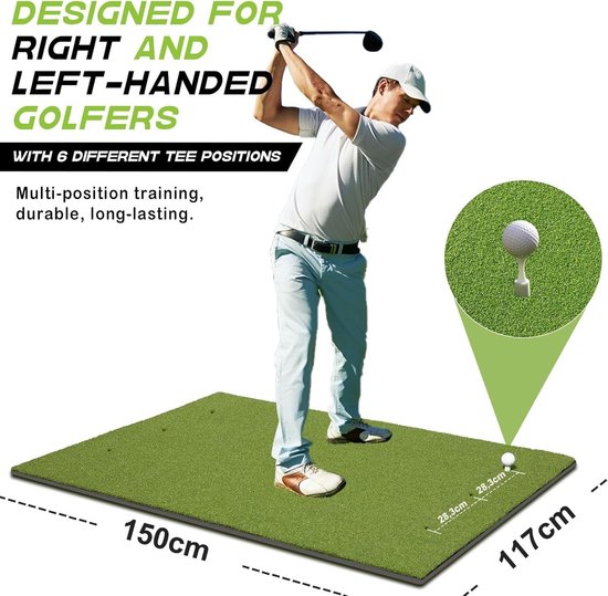 Dikke Kunstgras Golfmat met 6 Tee Posities voor Binnen en Buiten, Ideaal voor Golftraining en Oefeningen — afbeelding 4