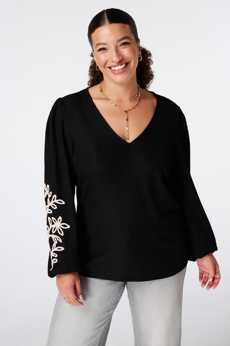 MS Mode Blouse Top met borduursel