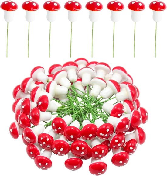 Decoratieve mini-paddenstoelen voor tuindecoratie - 40 stuks kleurrijke paddenstoelen voor bloempotten en tafeldecoratie, perfect voor tuinaccessoires