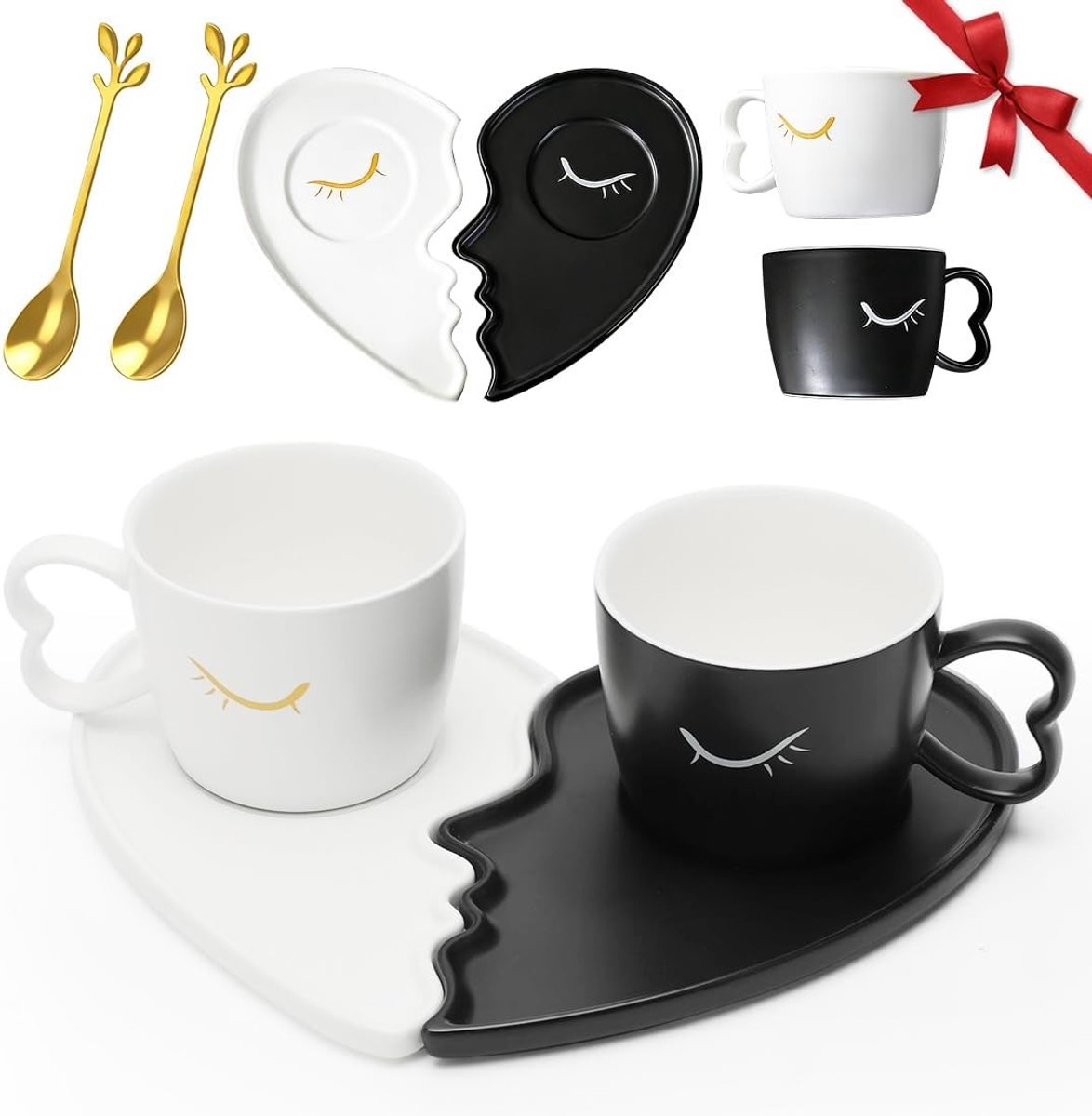 Koppels Koffiemokken Set, Leuke Partner Mokken voor Trouwen, Verloving en Jubileum, 200ml, Origineel Cadeau voor Vriend en Vriendin