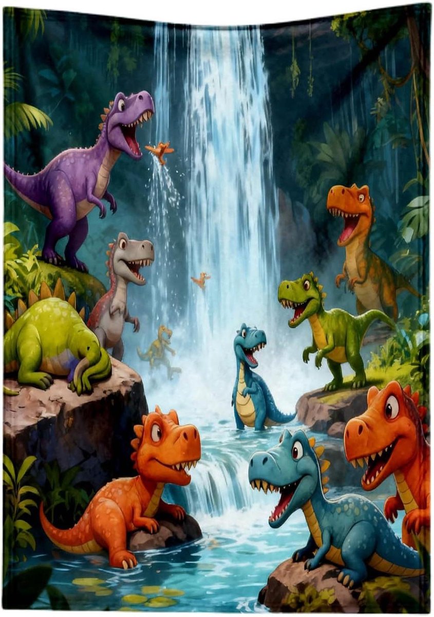 Wollige Deken - Bankdeken Pluizig - Gezelligheid Thuis - Dinosaurus Print - 500 g - Modern