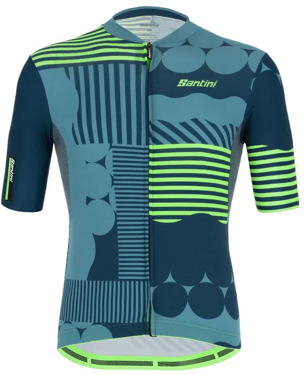 Santini Delta Optic Korte Mouw Wielertrui Blauw XS Man