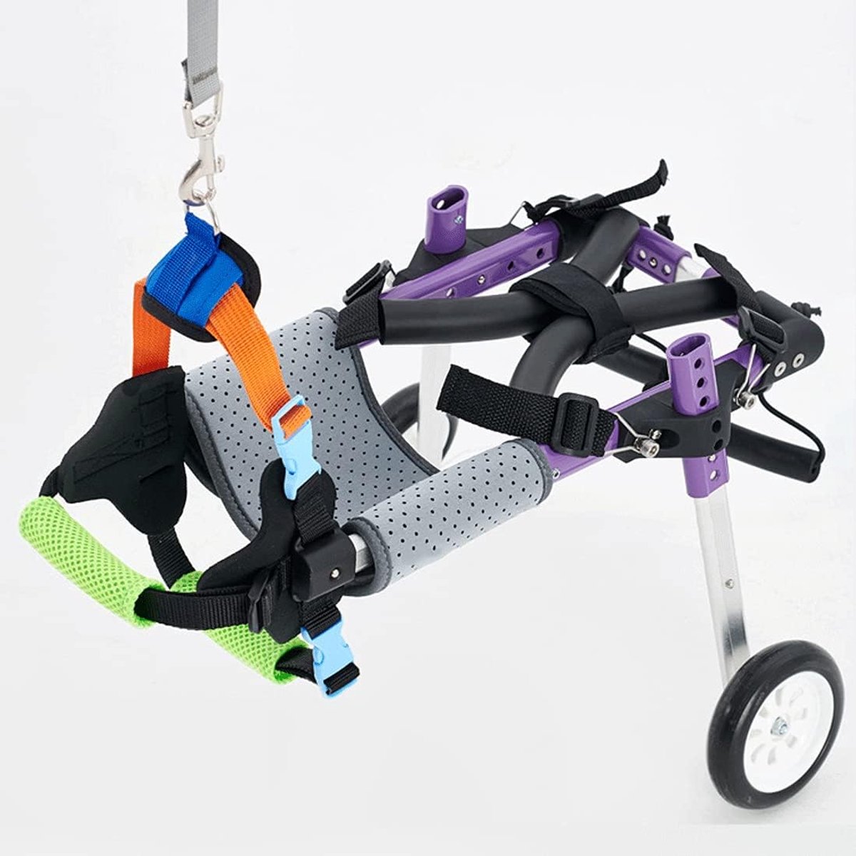 Hondenrolstoel - Hondenhulp - Mobiliteit Verbeteren - Verstelbaar Aluminium Frame - XS - Paars