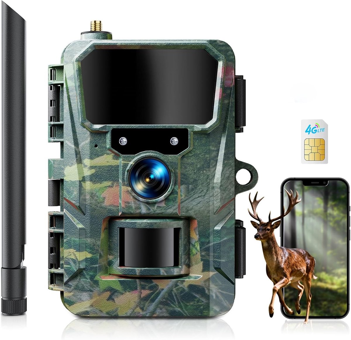 Wildcamera - Zwart - 2K 36MP - Mobiele Trailcamera met 4G LTE en Nachtzicht - Voor Buitenobservatie
