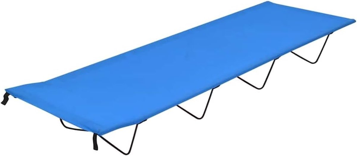 Campingbed - Opklapbed veldbed - Kamperen en buiten - Stabiel stalen frame - 180 x 60 x 19 cm - Blauw