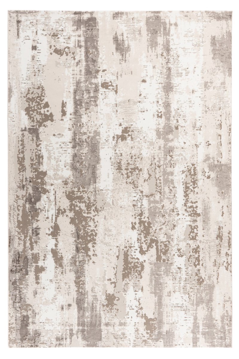 Padiro laagpolig vloerkleed 120 x 170 cm - taupe - modern abstract design - geschikt voor vloerverwarming - van polyester met krimpcomponent