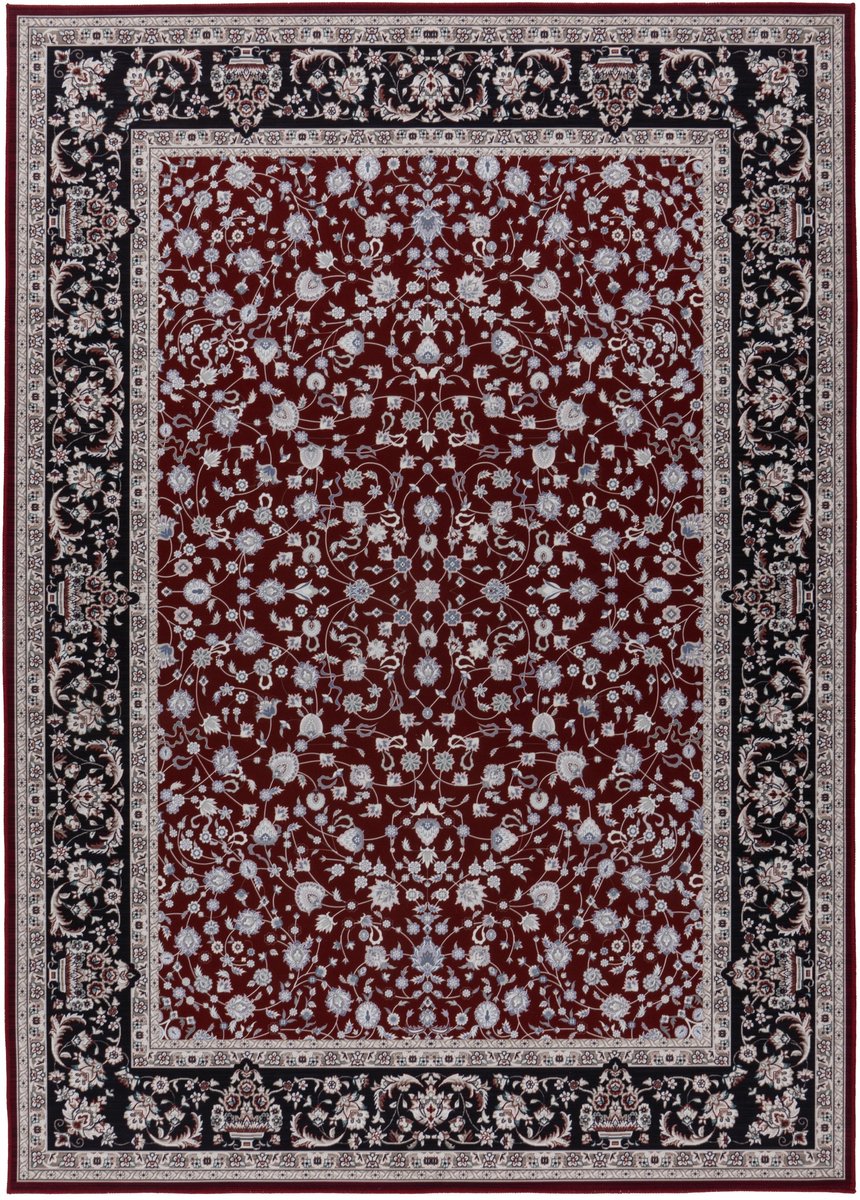 Padiro laagpolig vloerkleed 200 x 290 cm - rood - vintage patroon - geschikt voor vloerverwarming - van polyester