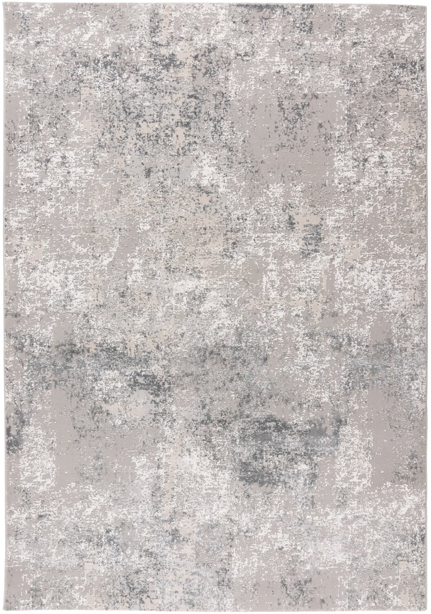 Padiro laagpolig vloerkleed 120 x 170 cm - zilver - modern abstract design - geschikt voor vloerverwarming - van polypropyleen en polyester