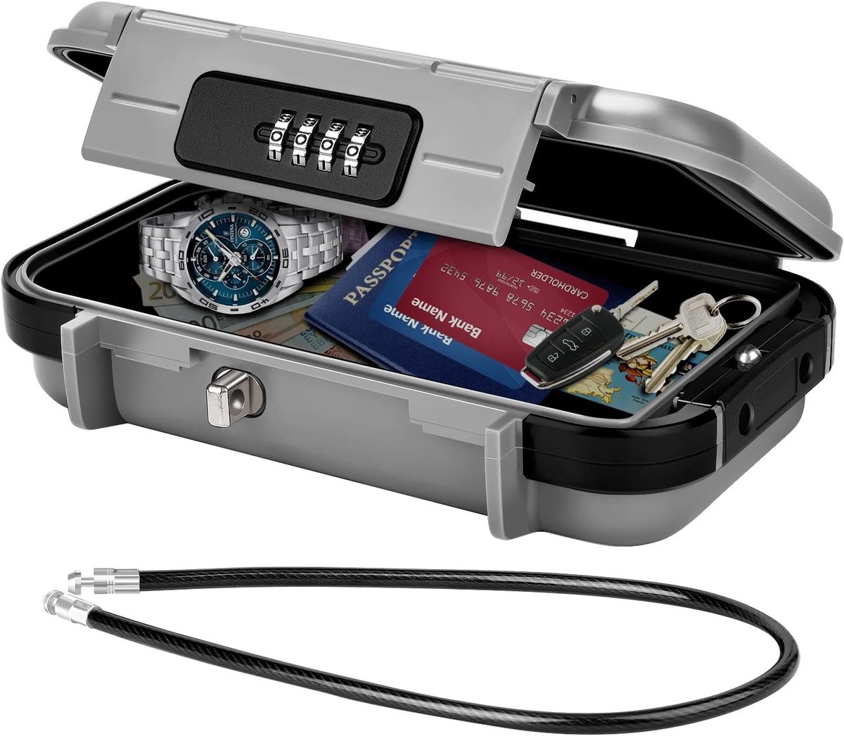 Telefoonkluis - Grijs - 23,5 x 14 x 6 cm - Draagbare Waterdichte Mini Kluis met Combinatieslot - Voor Reizen en Thuis