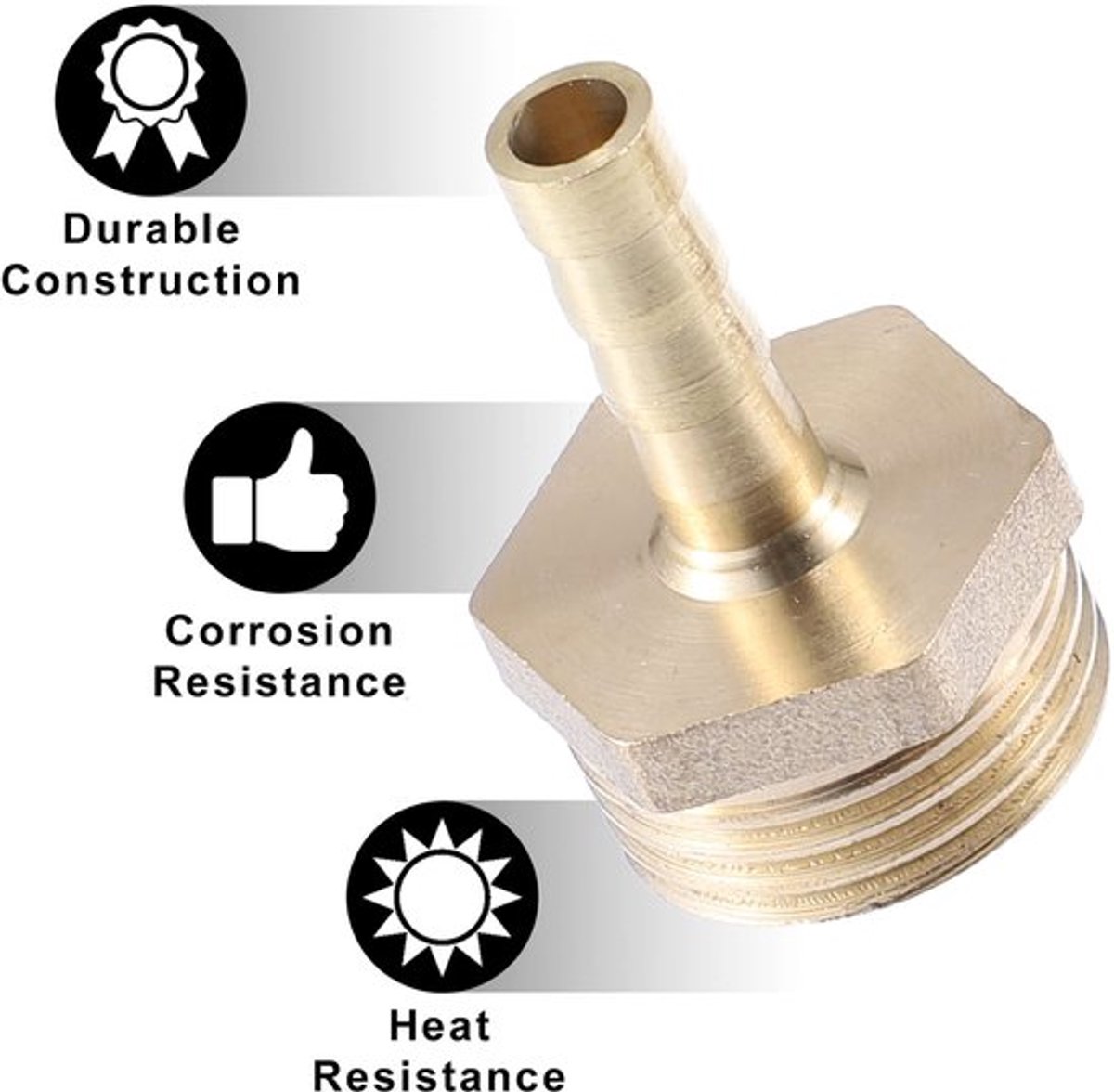 Slangaansluiting 6mm - Mannelijke Draden - Messing - Connector - Corrosiebestendig - Voor lucht/water/brandstof - Slangconnector