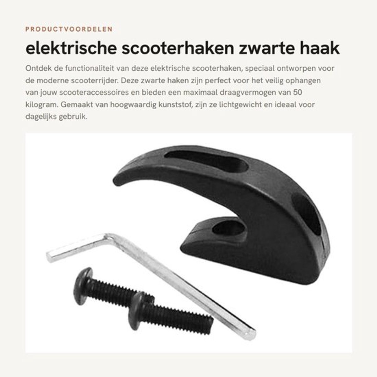 elektrische scooterhaken - zwarte haak - maximaal draagvermogen 50 kg - accessoires voor scooters - ideaal voor dagelijks gebruik - licht...