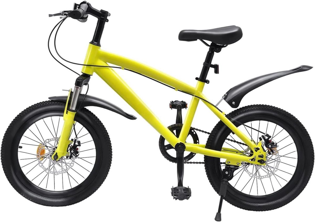 Kinderfiets Mountainbike - Jongensfiets Meisjesfiets - Buiten Spelen - Verstelbaar Zadel - 18 Inch - Blauw Geel Roze Wit Rood
