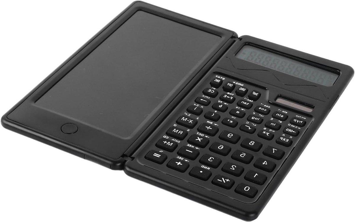 Wetenschappelijke Rekenmachine - Functiecalculator Notitieblok - Studeren Wiskunde - Inclusief Handschriftbord - 17 x 8 x 2 cm - Zwart