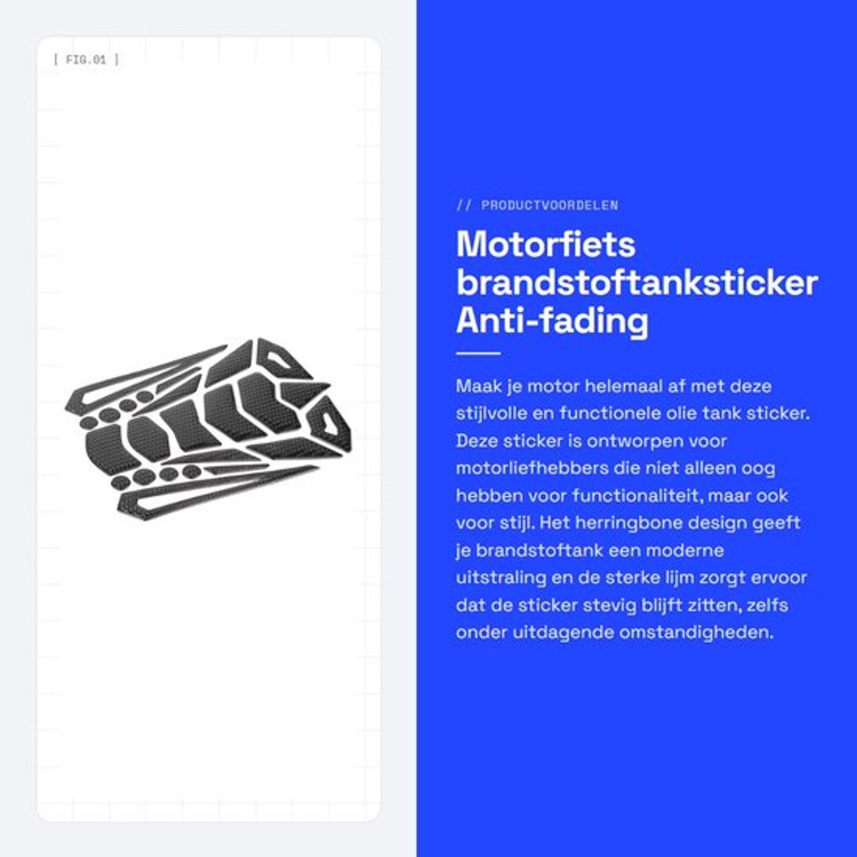 Olietank Sticker - Herringbone Design - Antifading - Sterke Lijm - Duurzaam - Bescherming tegen Slijtage - Tanksticker