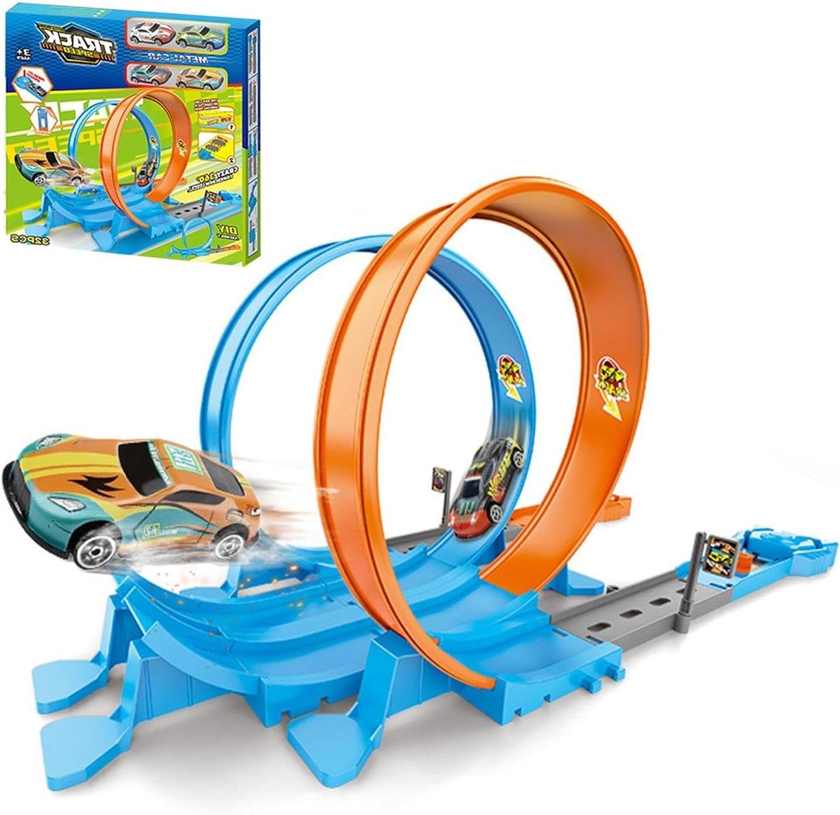 Flexibele racebaan - Autobaan set - Uren speelplezier - 360 graden klimactie - 266 x 257 cm - Multi