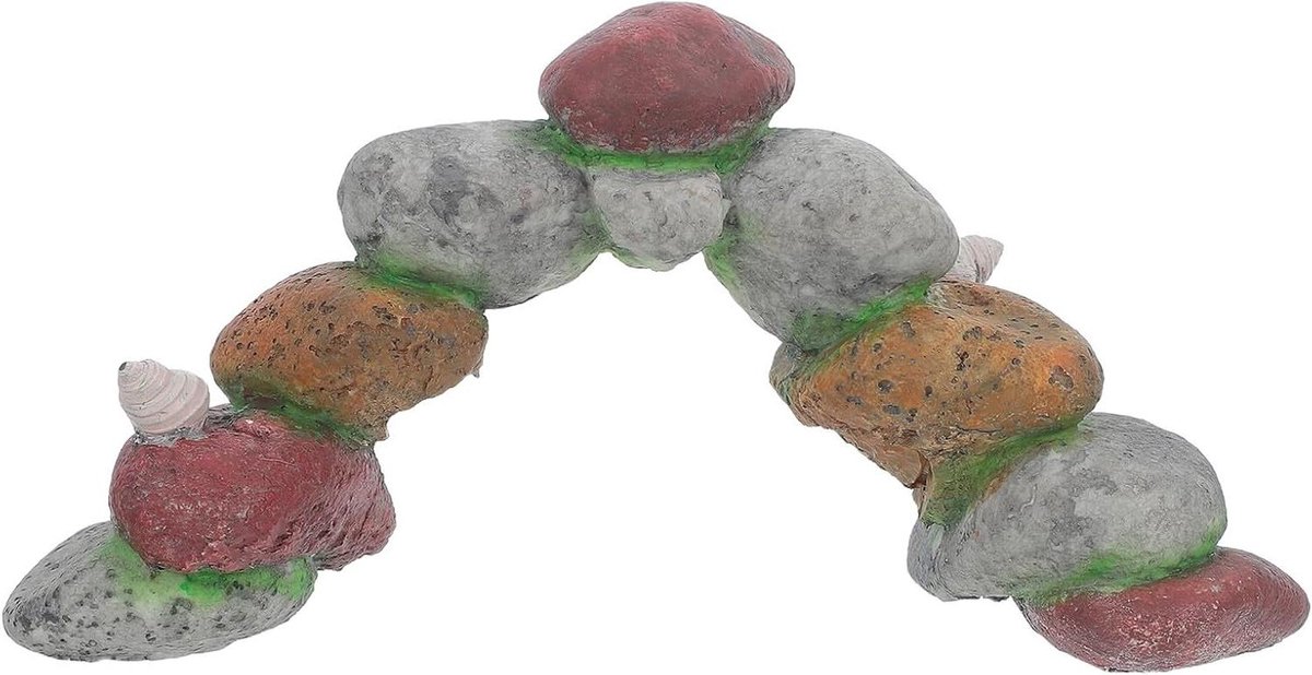 Aquarium Steenbrug - Vis Verblijf Ornament - Beschutting Vissen - Natuurlijke Steenlook - 26x12.5x8 cm - Meerkleurig