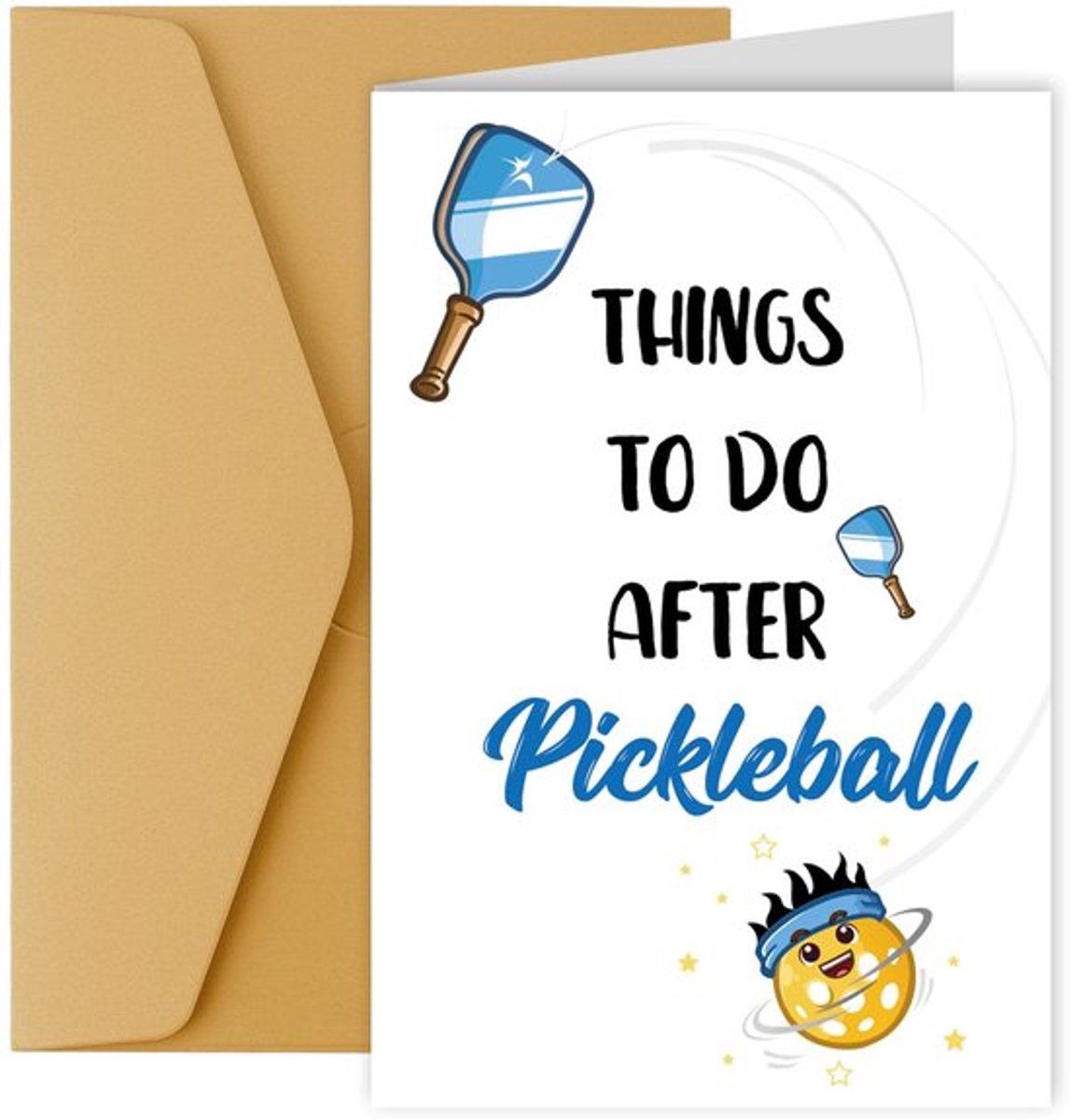 Verjaardagskaart Grappig - Pickleball Thema - Wenskaart met Envelop - Papier - 11,8x17,7cm - Ideaal Geschenk voor Mannen/Vrouwen
