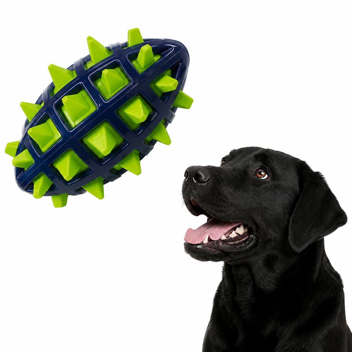 Ulisem - Hondenspeelgoed voor Grote Honden – Rubberen Kauwspeeltje – Stevige Football Hondenbal met Noppen – voor Kauwen, Apporteren & Spelen -D